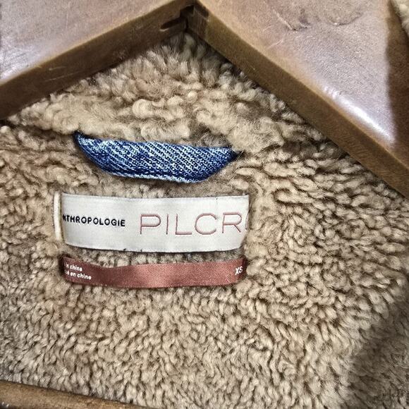 Pilcro Jacket Women XS Denim Jean Trucker Faux Fur Shearling Sherpa - Picture 3 of 11